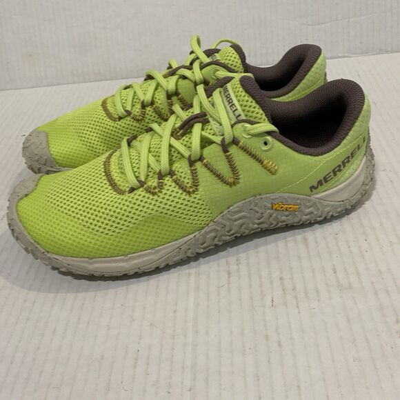 Merrell Womens 7.5 Trail Glove 7 Celery Neon Barefoot Hiker Running NEW - Picture 3 of 8